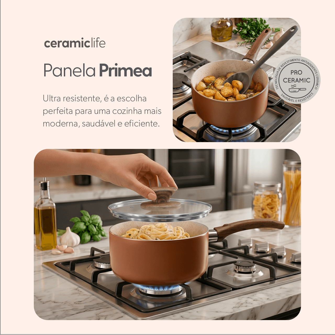 Panela com Tampa Brinox Primea Ceramic Life Ø16cm 1,45 Litros